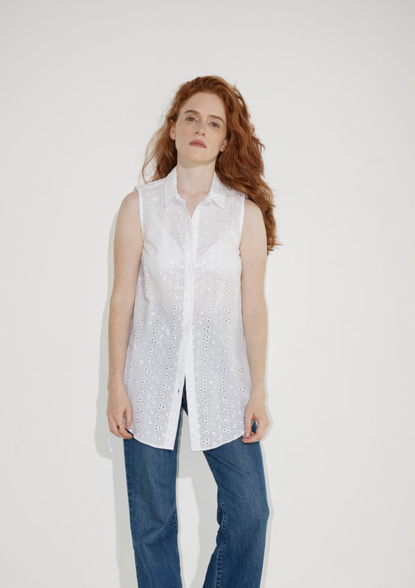 WHITE BLOUSE IN BRODERIE ANGLAISE