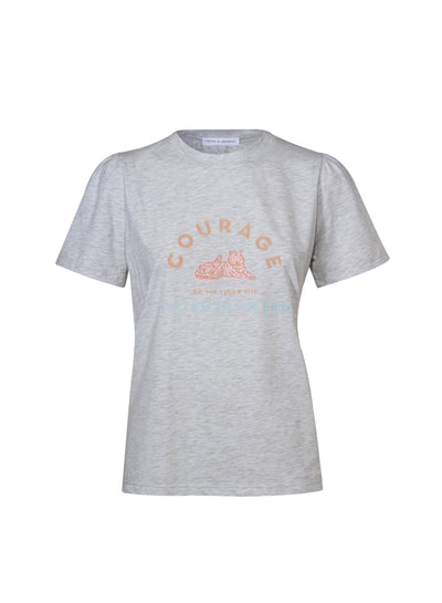 COURAGE. FAIT MAIN T SHIRT IN LIGHT Mélange