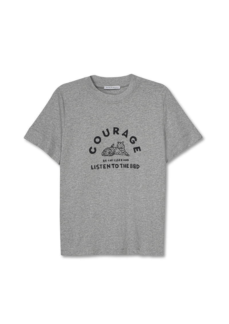 COURAGE. GIRL T SHIRT IN MÉLANGE AND BOLD NAVY