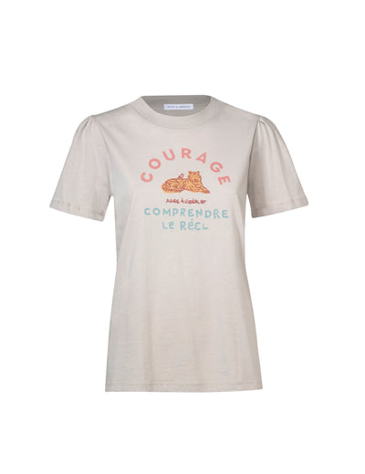 COURAGE. FAIT MAIN T SHIRT IN SAND