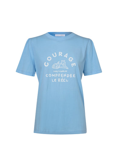 COURAGE. FAIT MAIN T SHIRT IN LIGHT BLUE