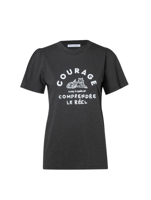 COURAGE. FAIT MAIN GIRL T SHIRT IN GRAPHITE