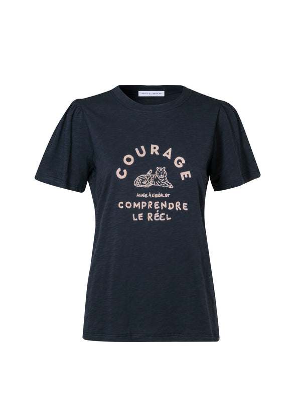 COURAGE. FAIT MAIN T SHIRT IN MYSTERIOUS BLUE