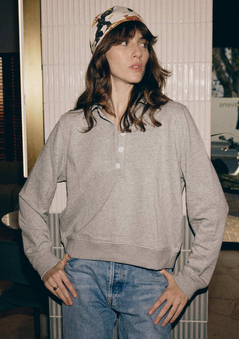 JUST RIGHT POLO SWEATSHIRT IN MÉLANGE