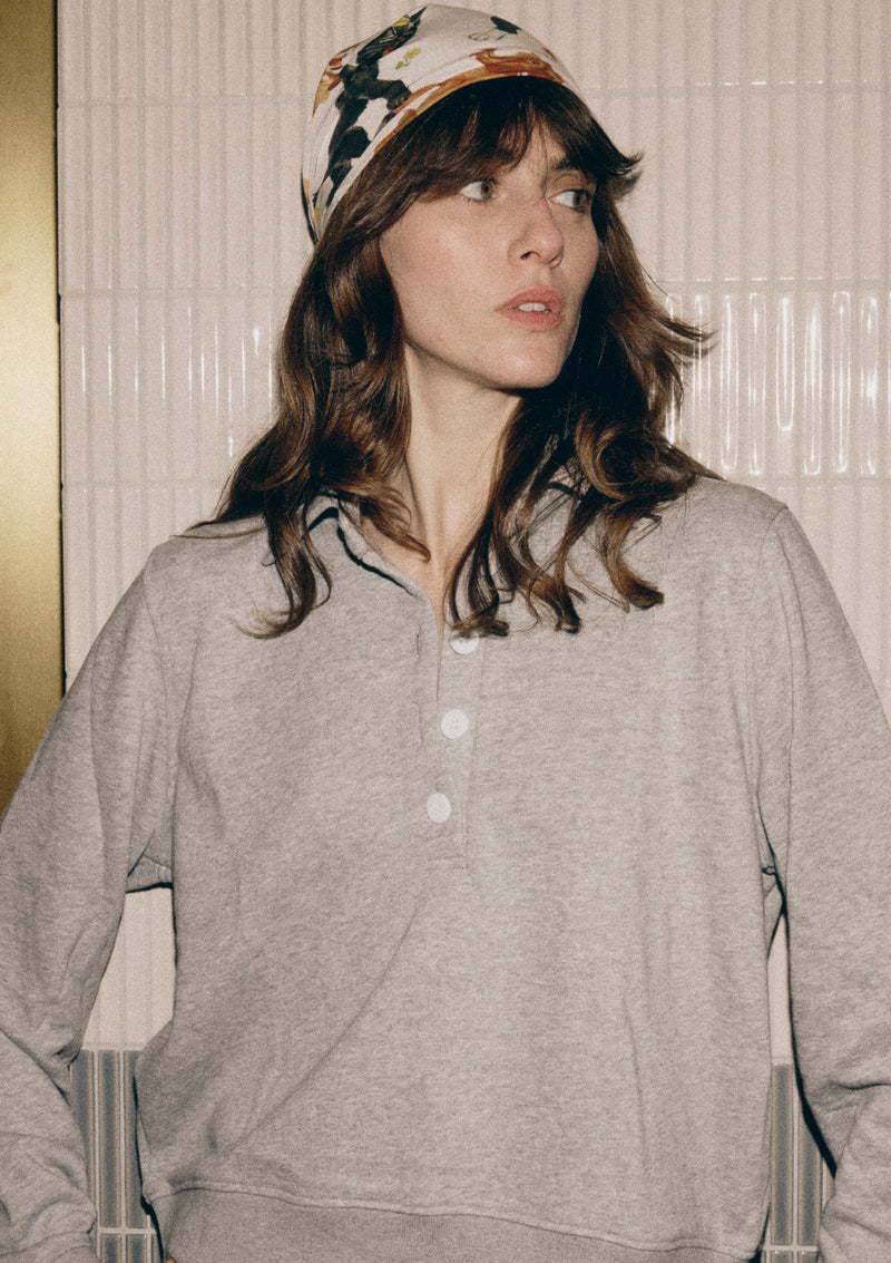 JUST RIGHT POLO SWEATSHIRT IN MÉLANGE