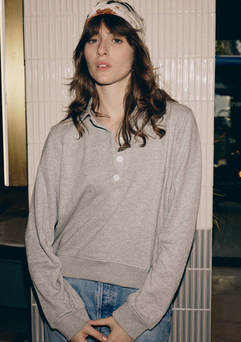 JUST RIGHT POLO SWEATSHIRT IN MÉLANGE