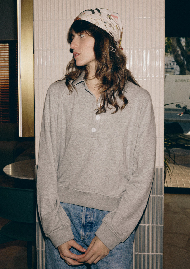 JUST RIGHT POLO SWEATSHIRT IN MÉLANGE