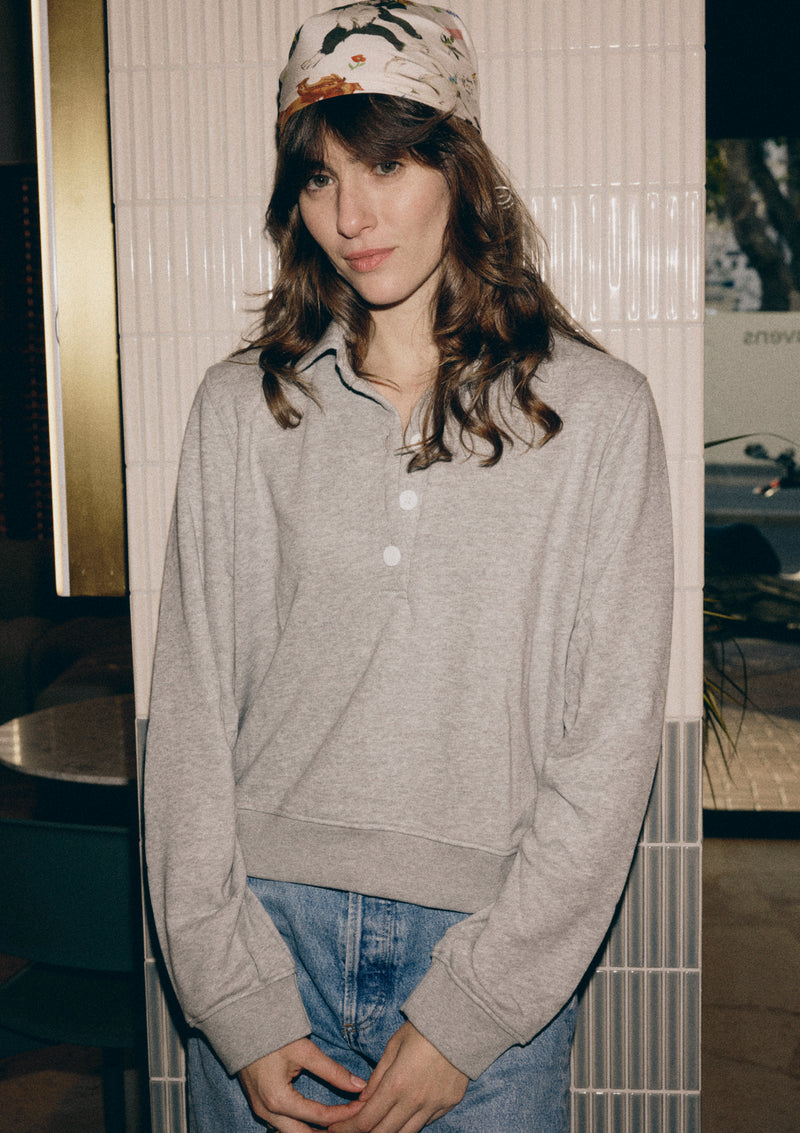 JUST RIGHT POLO SWEATSHIRT IN MÉLANGE