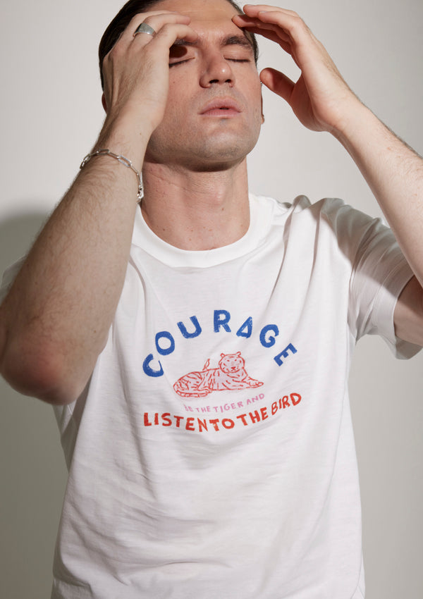COURAGE. FAIT MAIN T SHIRT IN FRENCH BRETON FOR MEN