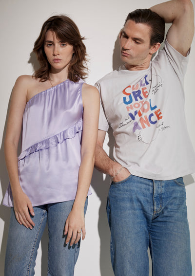 CULTURE UNISEX T SHIRT IN FROSTED LILAC