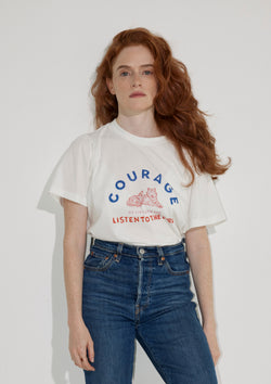 COURAGE. FAIT MAIN T SHIRT IN LIGHT GREY