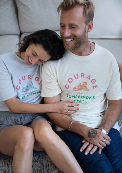 COURAGE. FAIT MAIN T SHIRT IN VANILLA FOR MEN