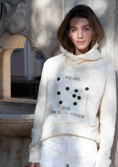 WE ARE HOODIE IN BUTTER AND DEEP GREEN