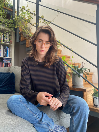 NICE 'N' EASY SHIRT IN DARK CHOCOLATE AND BLACK STRIPES