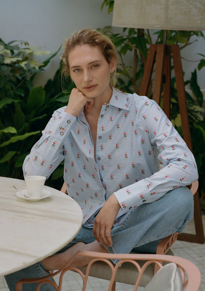 GOOD VIBRATION LIGHT BLUE EMBROIDERED SHIRT