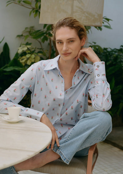 GOOD VIBRATION LIGHT BLUE EMBROIDERED SHIRT