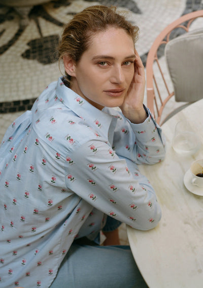 GOOD VIBRATION LIGHT BLUE EMBROIDERED SHIRT