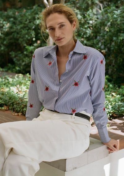 GOOD VIBRATION STRIPED COTTON-POPLIN SHIRT