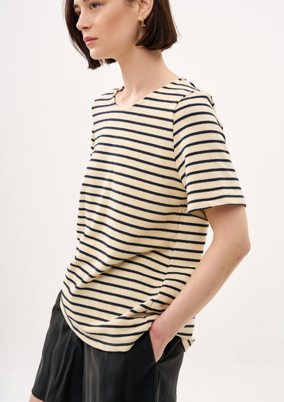 BRIOCHE SHIRT IN SAND AND BLACK STRIPES
