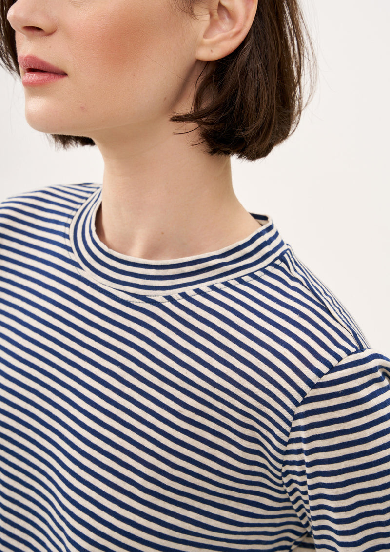 I FEEL YOU T SHIRT IN MILK AND BLUE STRIPES