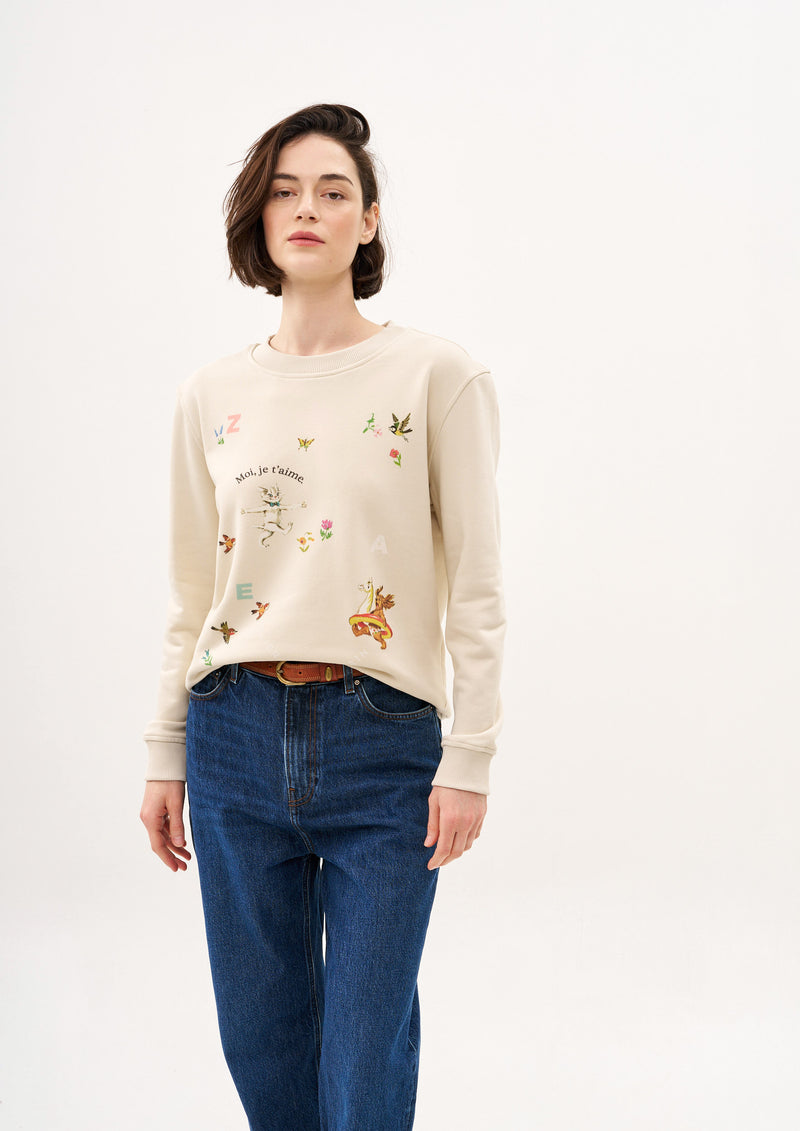 Moi, je t'aime SWEATSHIRT IN CREAM