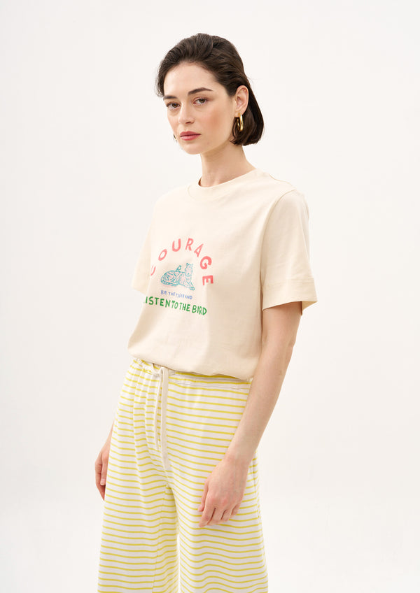 COURAGE. FAIT MAIN GIRL T SHIRT IN BUTTER