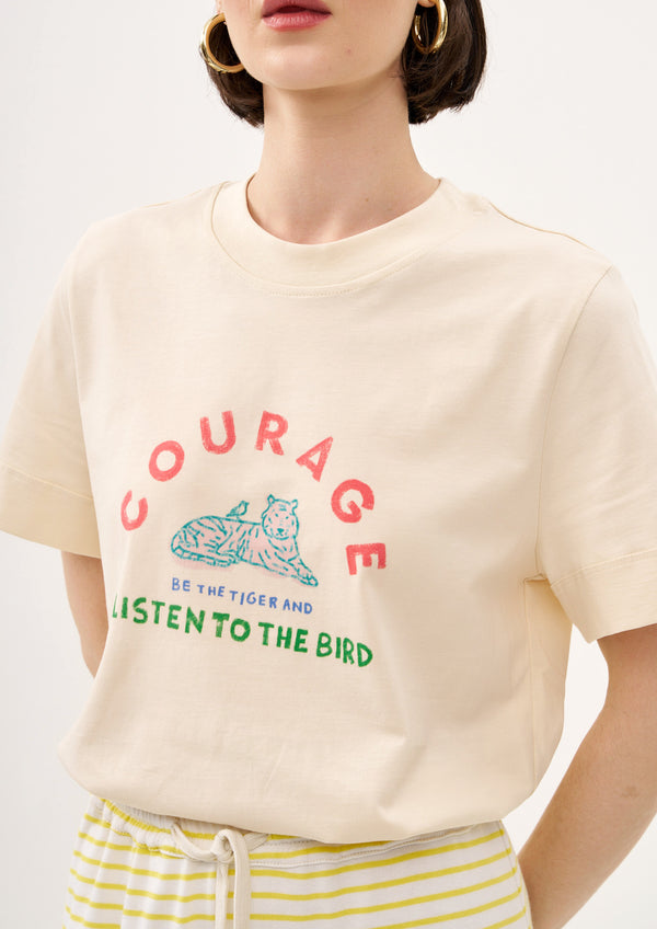 COURAGE. FAIT MAIN GIRL T SHIRT IN BUTTER