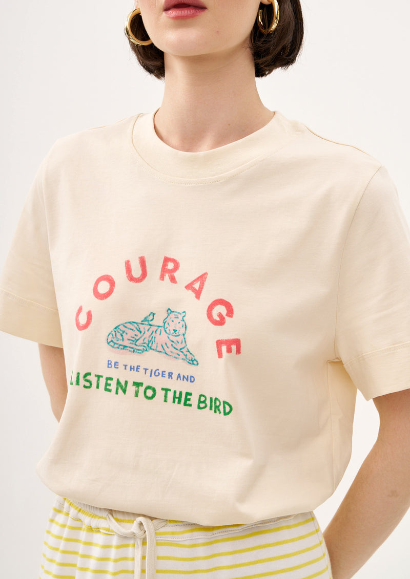 COURAGE. FAIT MAIN GIRL T SHIRT IN BUTTER