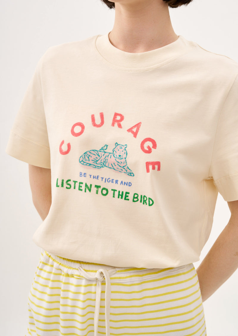 COURAGE. FAIT MAIN GIRL T SHIRT IN BUTTER