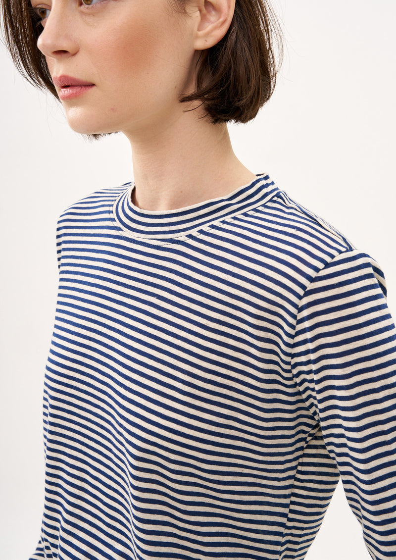 I FEEL YOU T SHIRT IN MILK AND BLUE STRIPES