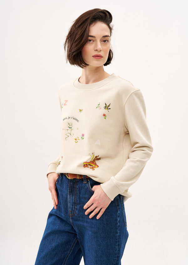 Moi, je t'aime SWEATSHIRT IN CREAM