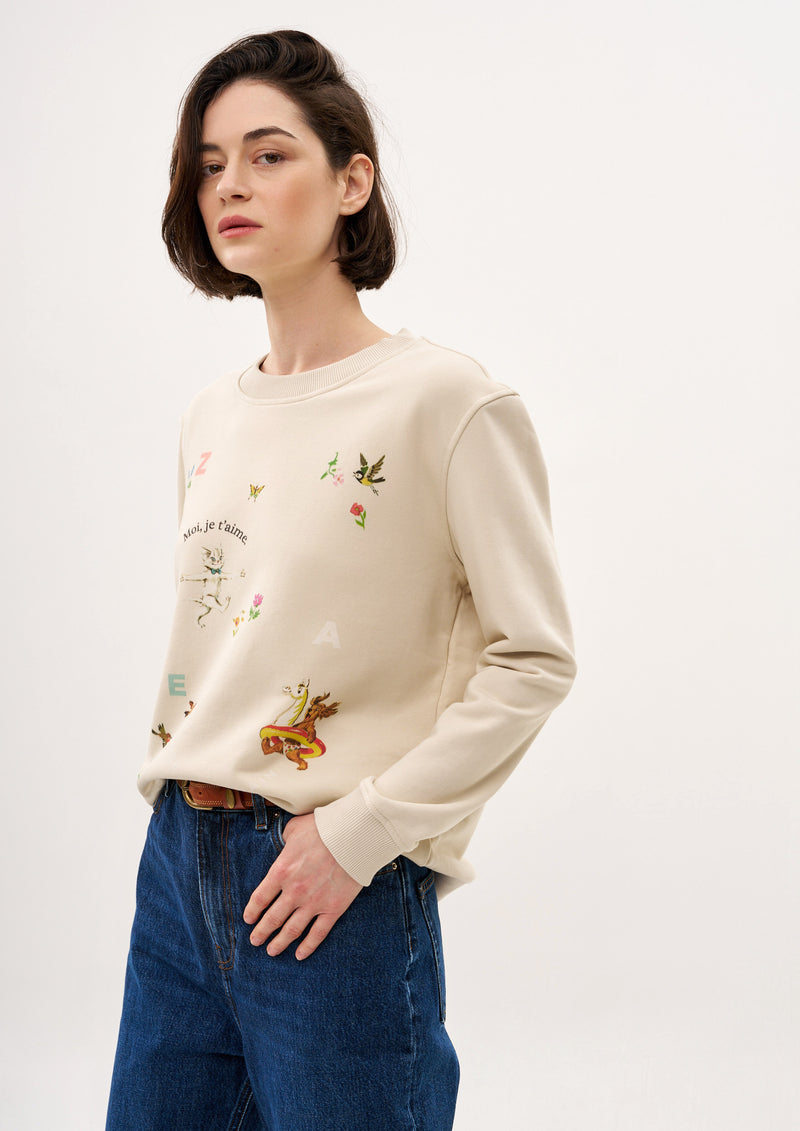 Moi, je t'aime SWEATSHIRT IN CREAM