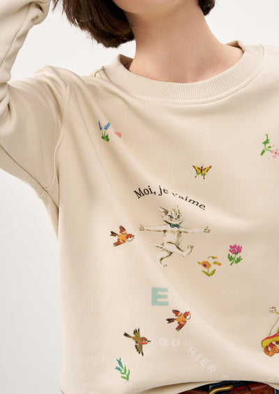 Moi, je t'aime SWEATSHIRT IN CREAM