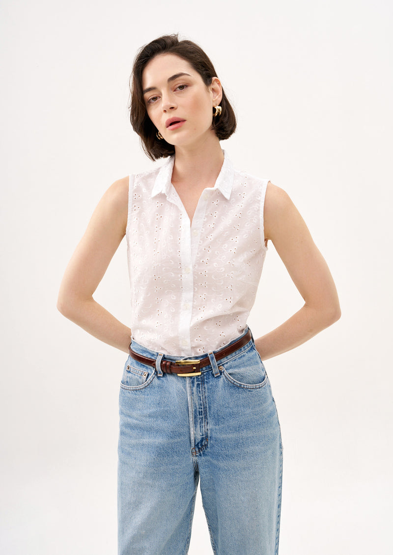 WHITE BLOUSE IN BRODERIE ANGLAISE