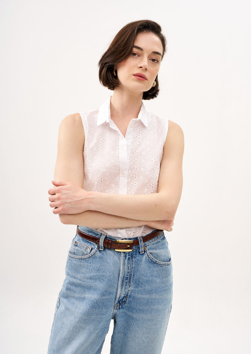 WHITE BLOUSE IN BRODERIE ANGLAISE