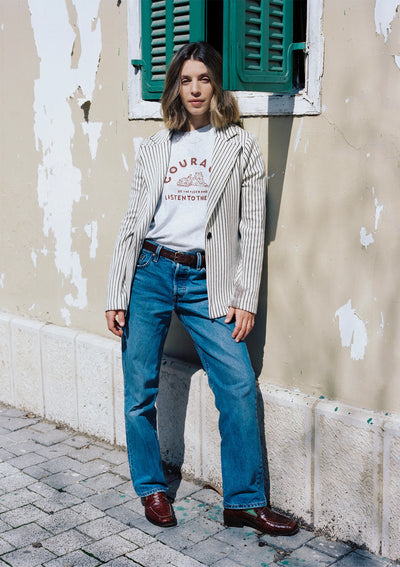 SOFT ON TOP BLAZER IN CREAM STRIPES
