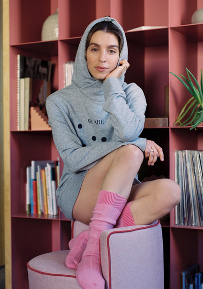 WE ARE HOODIE IN MÉLANGE AND NAVY