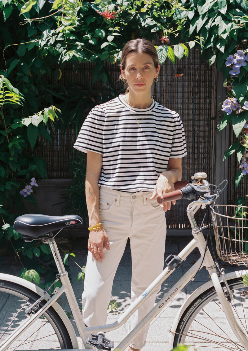 LAST MINUTE T SHIRT IN BLACK STRIPES