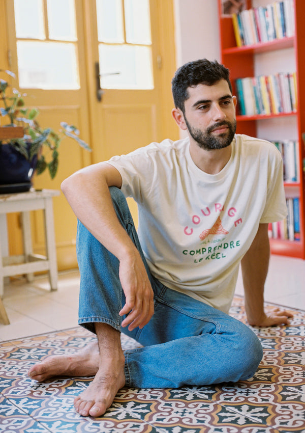 COURAGE. FAIT MAIN T SHIRT IN VANILLA FOR MEN