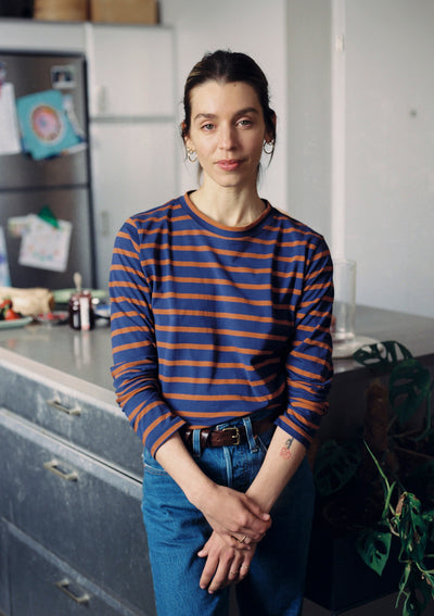 NICE 'N' EASY TOP IN TERRACOTTA AND INK STRIPES