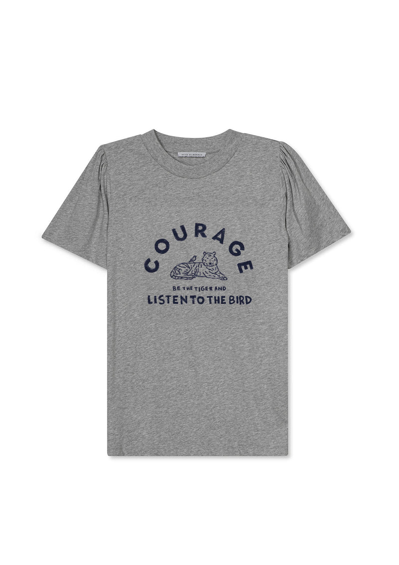 COURAGE. FAIT MAIN T SHIRT IN LIGHT GREY