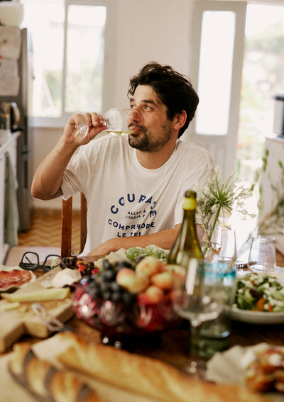 TYPO COURAGE MEN T SHIRT IN WHITE