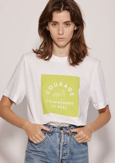 LIME TIGER T SHIRT IN WHITE