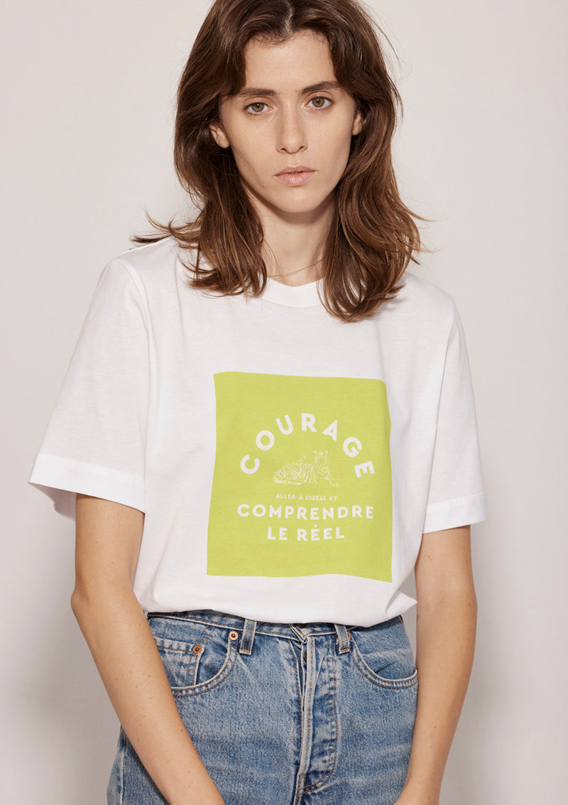 LIME TIGER T SHIRT IN WHITE