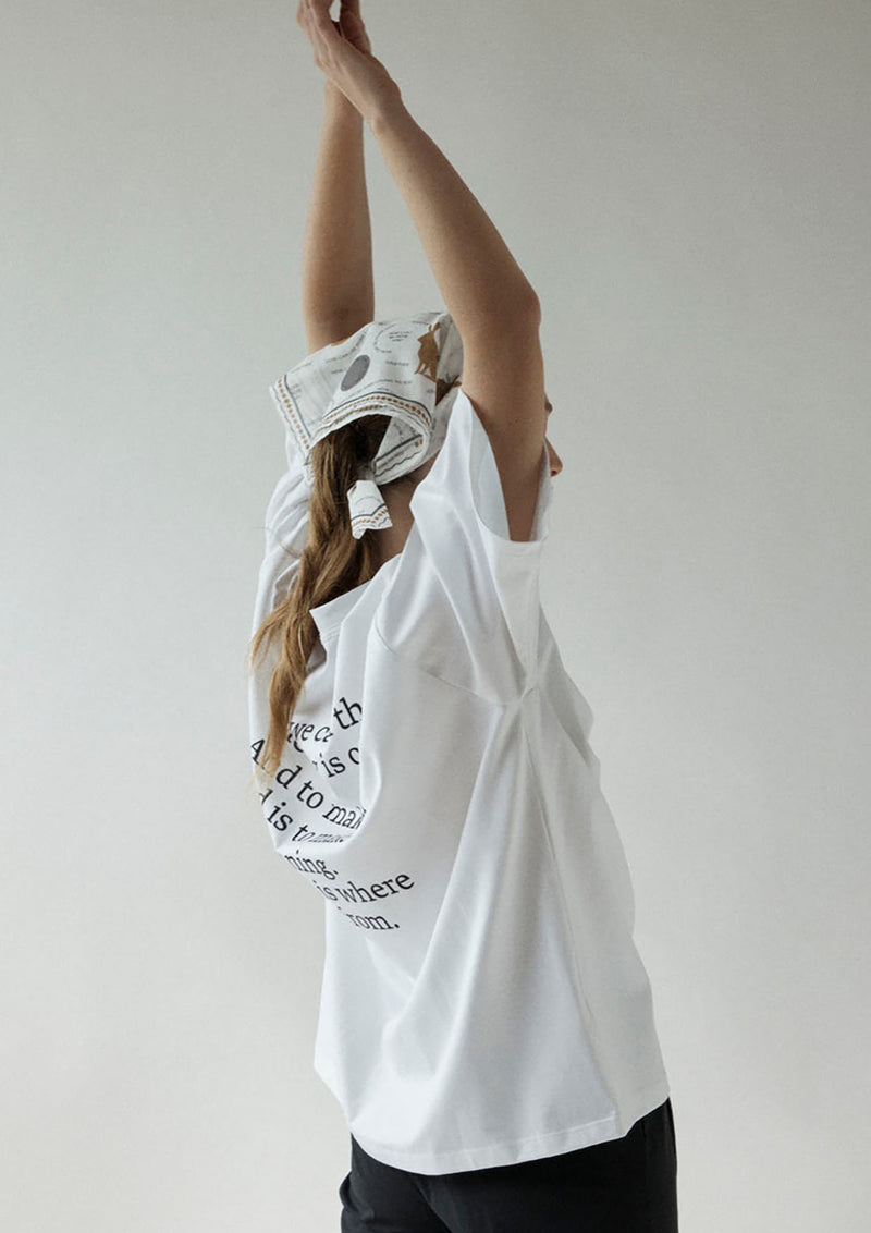 BEGINING\END T SHIRT IN WHITE WITH BLACK PRINT