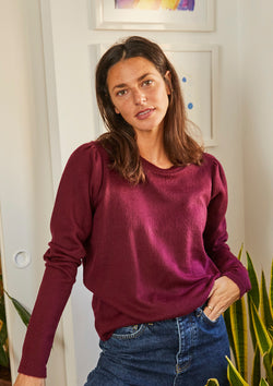 FURRY FRIEND SWEATER IN BURGUNDY