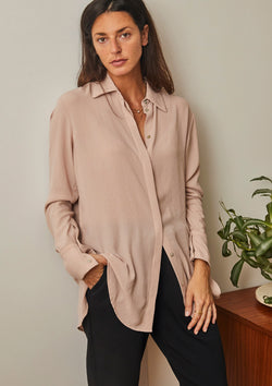 First Take Button-Down Shirt in frosted pink